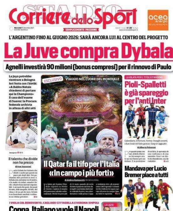 Rassegna stampa - Le prime pagine di mercoledì 15 dicembre