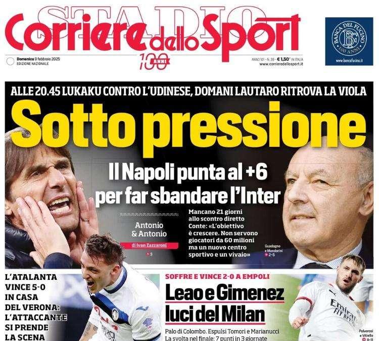 "L'insostenibile mercato dell'Inter": l'apertura dell'edizione odierna del Corriere dello Sport