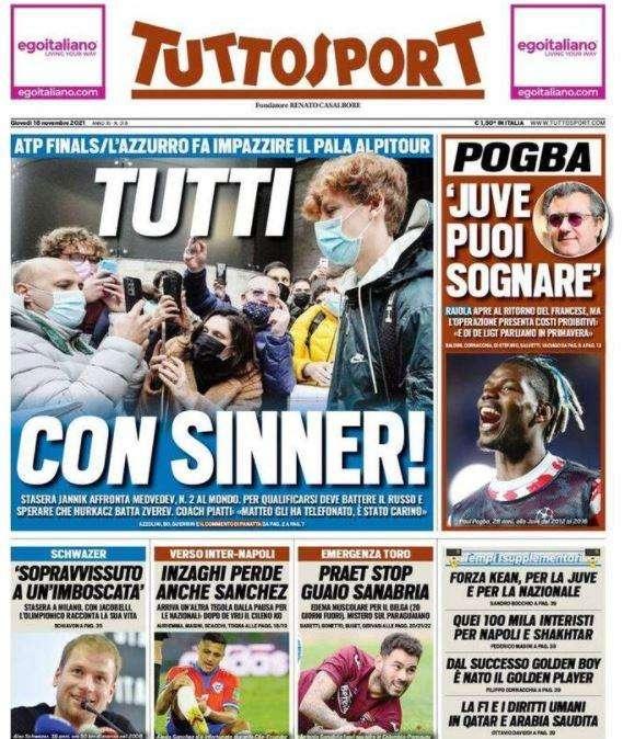 Tuttosport in apertura: "Inzaghi perde anche Sanchez"