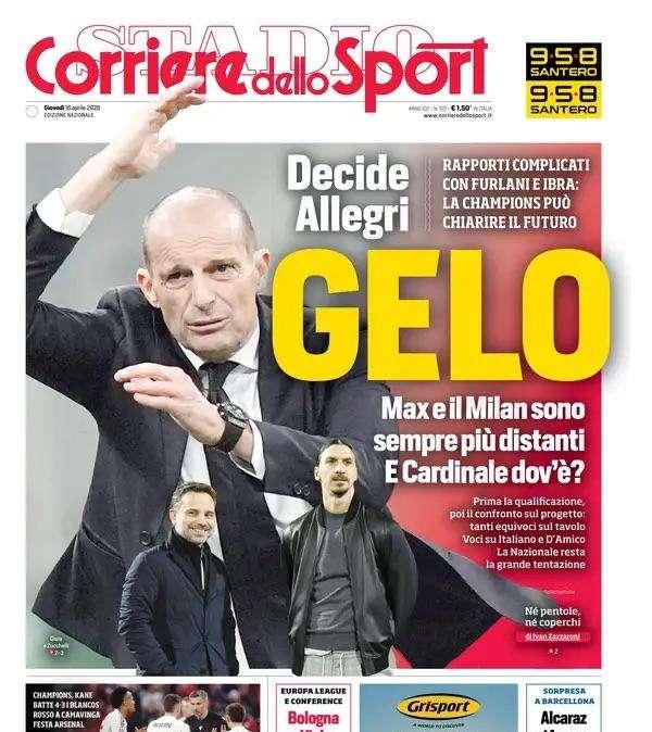 Diavolo di un 9, gelo tra Max e Milan, Inter con Chivu nel cuore. Le prime pagine del 15 Aprile