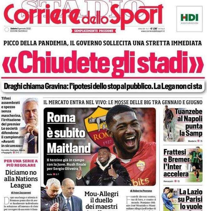 Rassegna stampa - Le prime pagine di sabato 8 gennaio