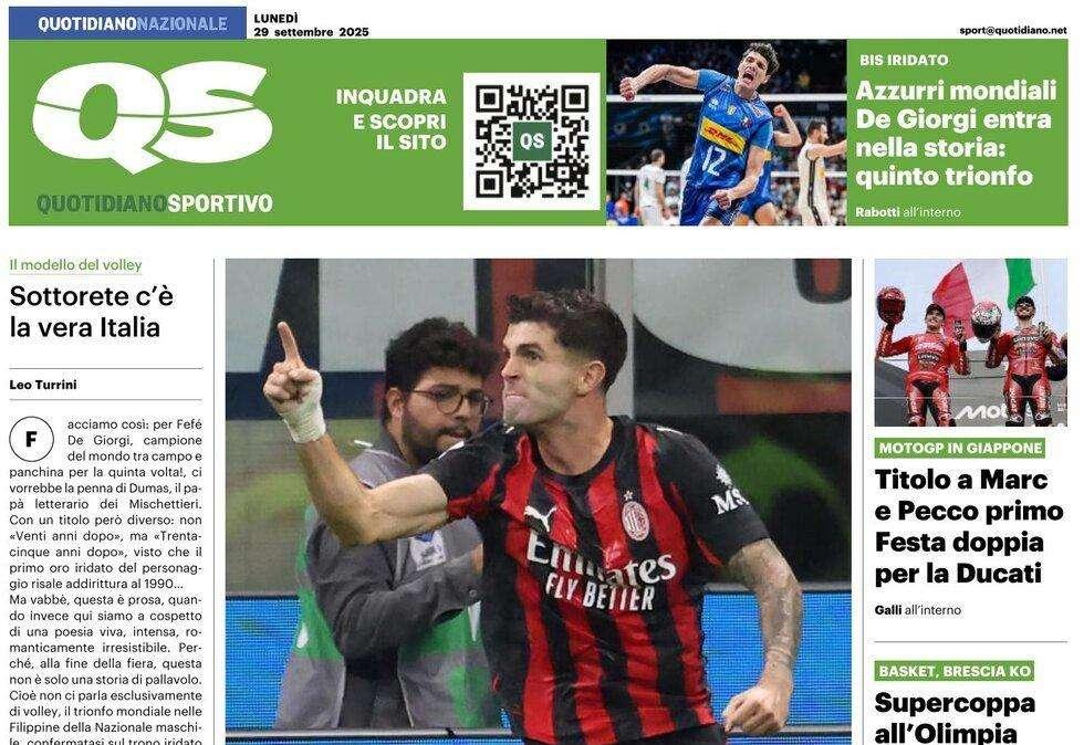 "Milan, cuore da scudetto. Chivu da leader, la nuova cura risveglia l'Inter", la prima pagina del Quotidiano Sportivo