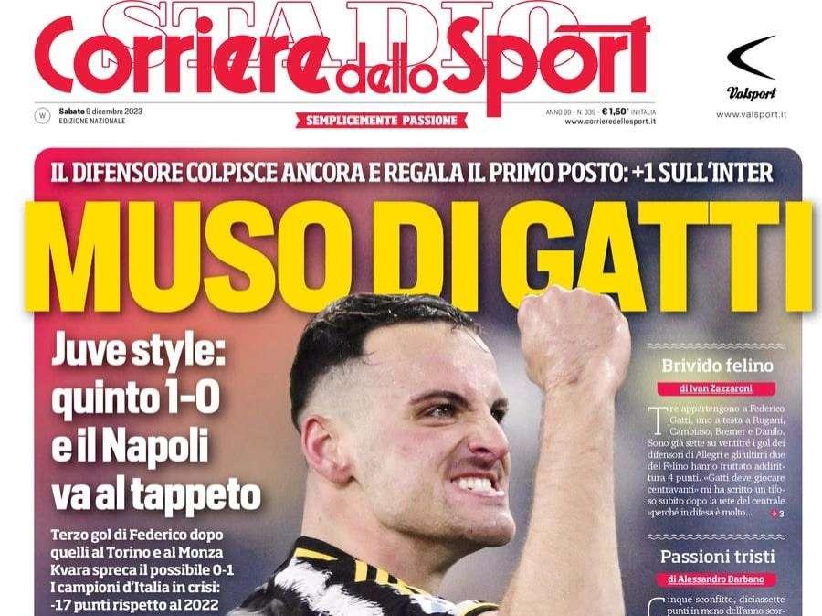 Gatti colpisce ancora, Il Corriere dello Sport: "Juve style, Napoli ko e +1 sull'Inter"