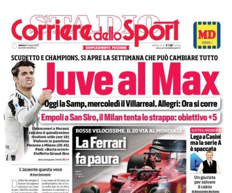 Il Corriere dello Sport in apertura: "Dzeko l'highlander di Simone"