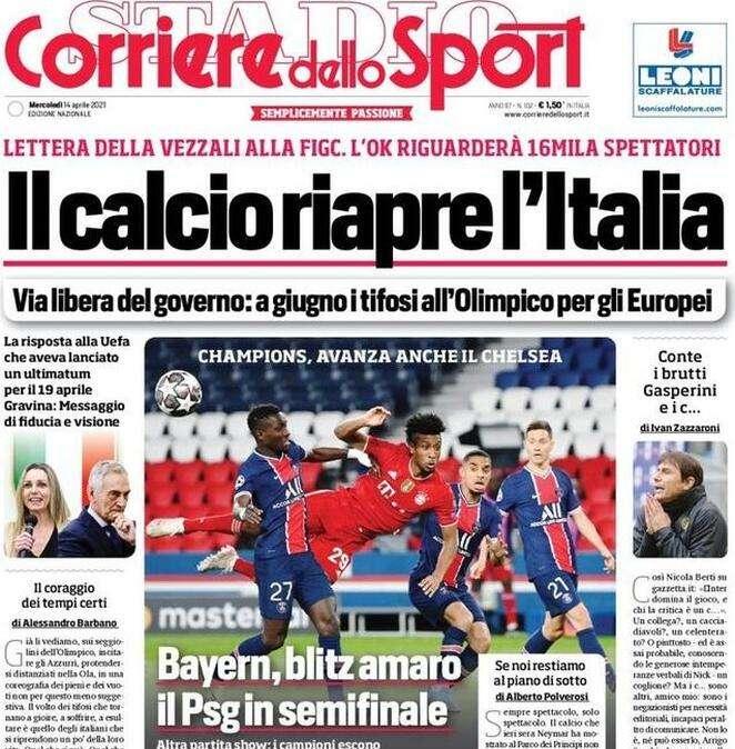 L'apertura del Corriere dello Sport: "Conte, i brutti, Gasperini e i c..."