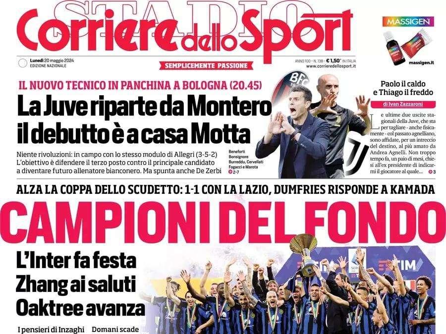 Campioni del fondo, Zhang ai saluti, Oaktree avanza. L'apertura del Corriere dello Sport