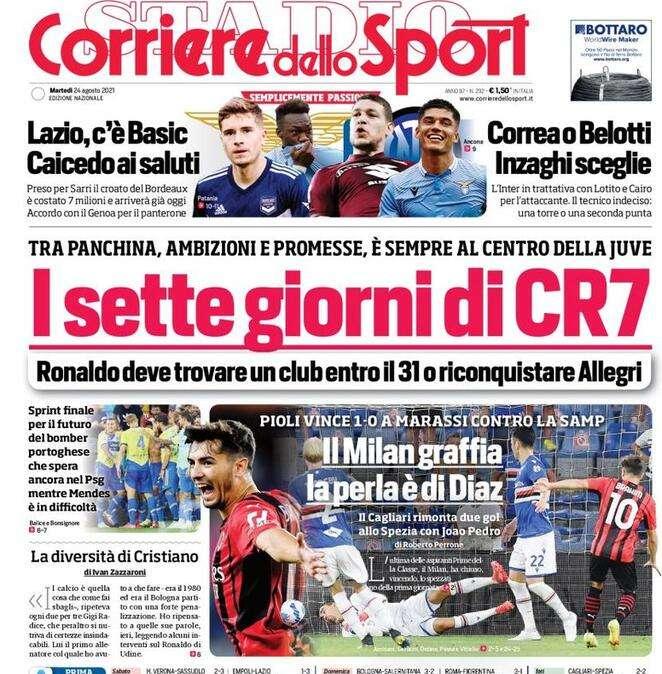 Rassegna stampa - Le prime pagine di martedì 24 agosto