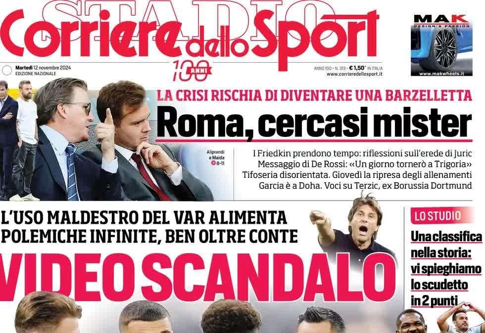 Videoscandalo, VAR maldestro e polemiche infinite. La prima pagina del Corriere dello Sport