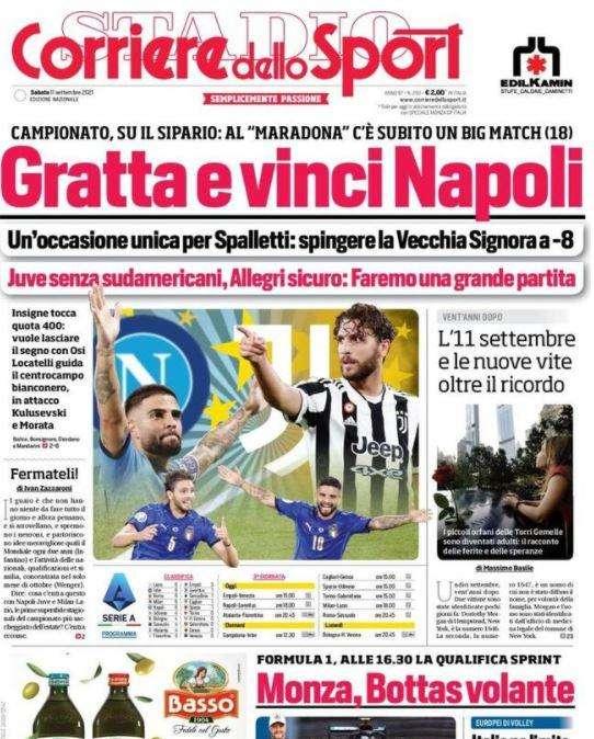 L'apertura del Corriere dello Sport: "Gratta e vinci Napoli"