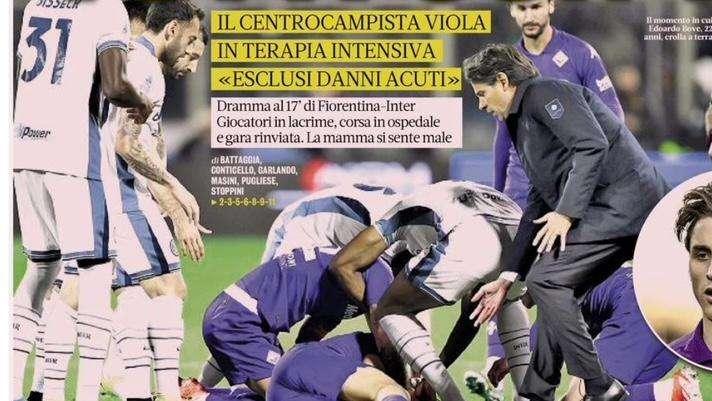 "Edo, siamo tutti con te": le prime pagine del 2 dicembre schierate per Bove