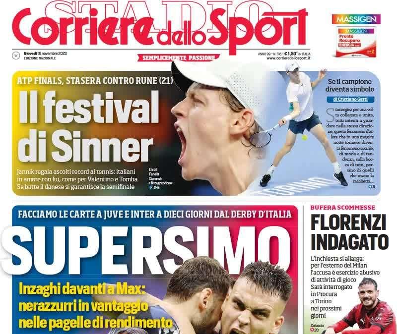 L'apertura del Corriere dello Sport: "SuperSimo, Inzaghi è davanti a Max Allegri"