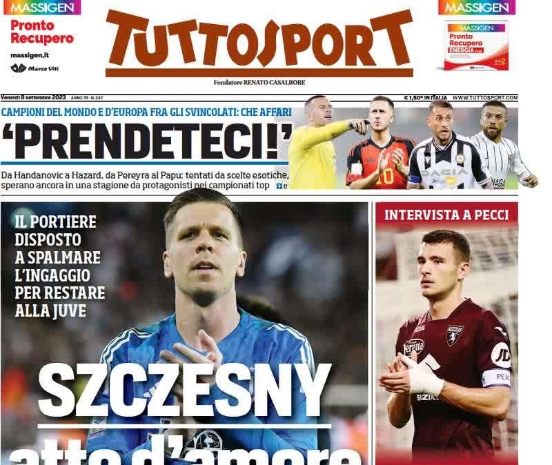 L'apertura di Tuttosport: "Giroud ko contro la Francia, è allarme derby"