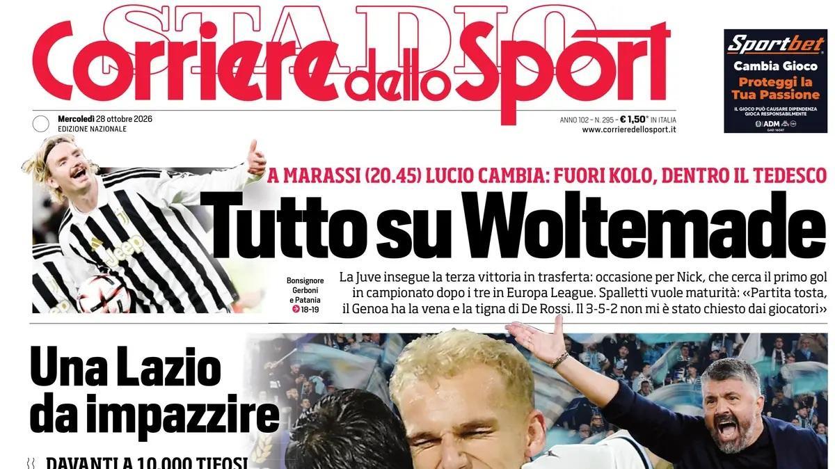 "Rinolandia, demolito il Sassuolo con 6 gol. L'Inter è a -3: oggi va Venezia". La prima pagina del Corriere dello Sport