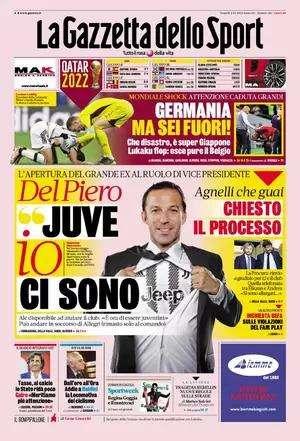 La prima pagina della Gazzetta dello Sport: "Caduta grandi, Lukaku flop"