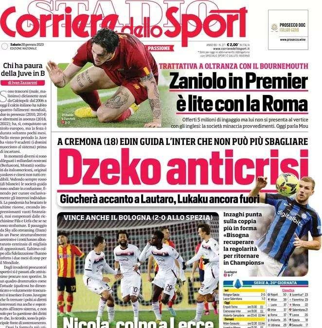 L'apertura del CorSport: "Dzeko anticrisi". Stasera tocca a lui, Lukaku va in panchina