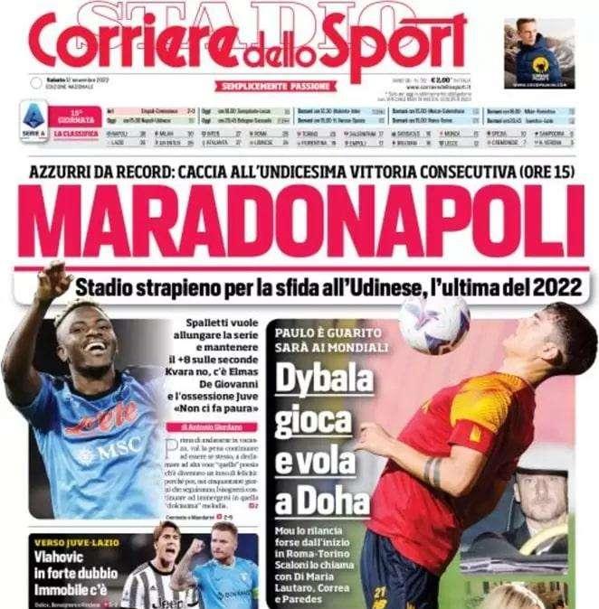 L'apertura del CorSport: "MaradoNapoli". Azzurri a caccia dell'11° successo consecutivo