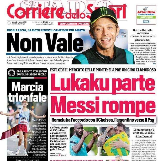 L'apertura del Corriere dello Sport: "Lukaku parte, accordo con il Chelsea"