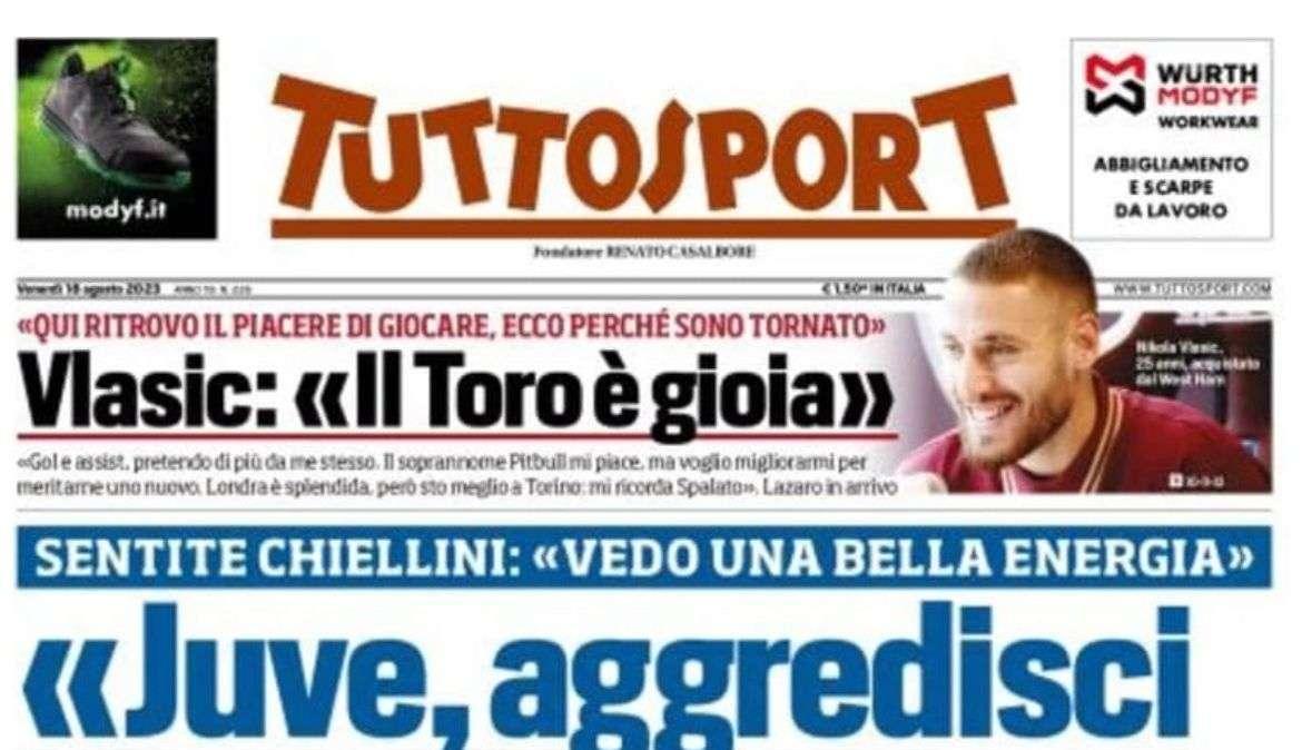 La prima pagina di Tuttosport: "Inter-Pavard, avanti tutta. C'è l'accordo col difensore"