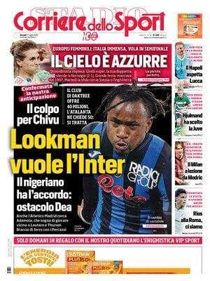 "Inter-Lookman, si tratta": le prime pagine dei quotidiani sportivi del 17 luglio