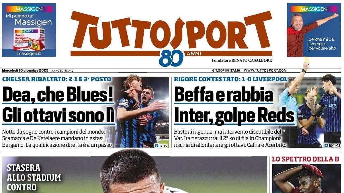 "Juve, avrai mica paura del Pafos. Inter, golpe Reds", la prima pagina di TuttoSport