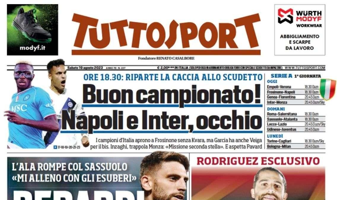 Tuttosport in prima pagina: "Buon campionato!". Napoli e Inter, occhio alle trappole