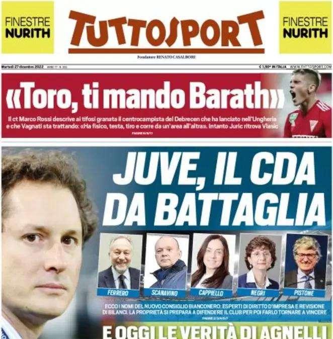 Tuttosport titola in apertura: "Inter-Skriniar, 6 milioni e ultimatum"