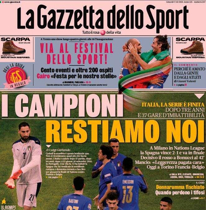 L'apertura de La Gazzetta dello Sport: "Nuovo San Siro il Milan c'è. E l'Inter?"