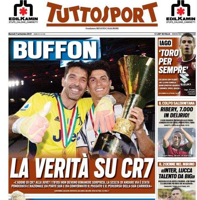 Tuttosport in apertura: "Buffon racconta la verità su CR7"  