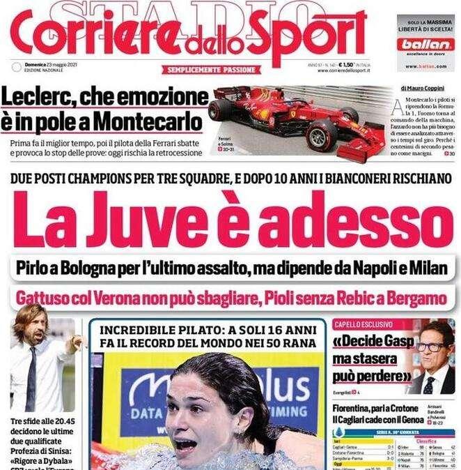 Il CorSport in apertura sulla corsa Champions: "La Juve è adesso"