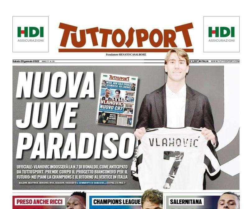 Tuttosport in apertura: "Barella euro mazzata". Due turni di stop in Champions