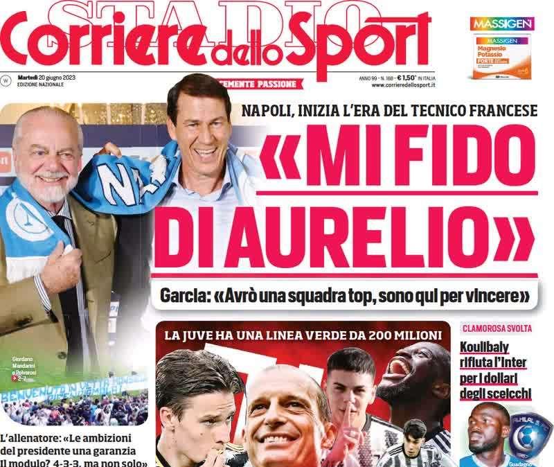 Il Corriere dello Sport in prima pagina: "Koulibaly rifiuta l'Inter per i petrol-dollari"