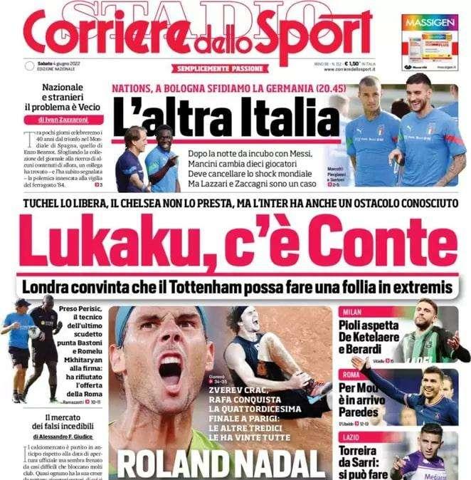 L'apertura del CorSport: "Lukaku, c'è Conte". Il tecnico punta il suo vecchio pupillo