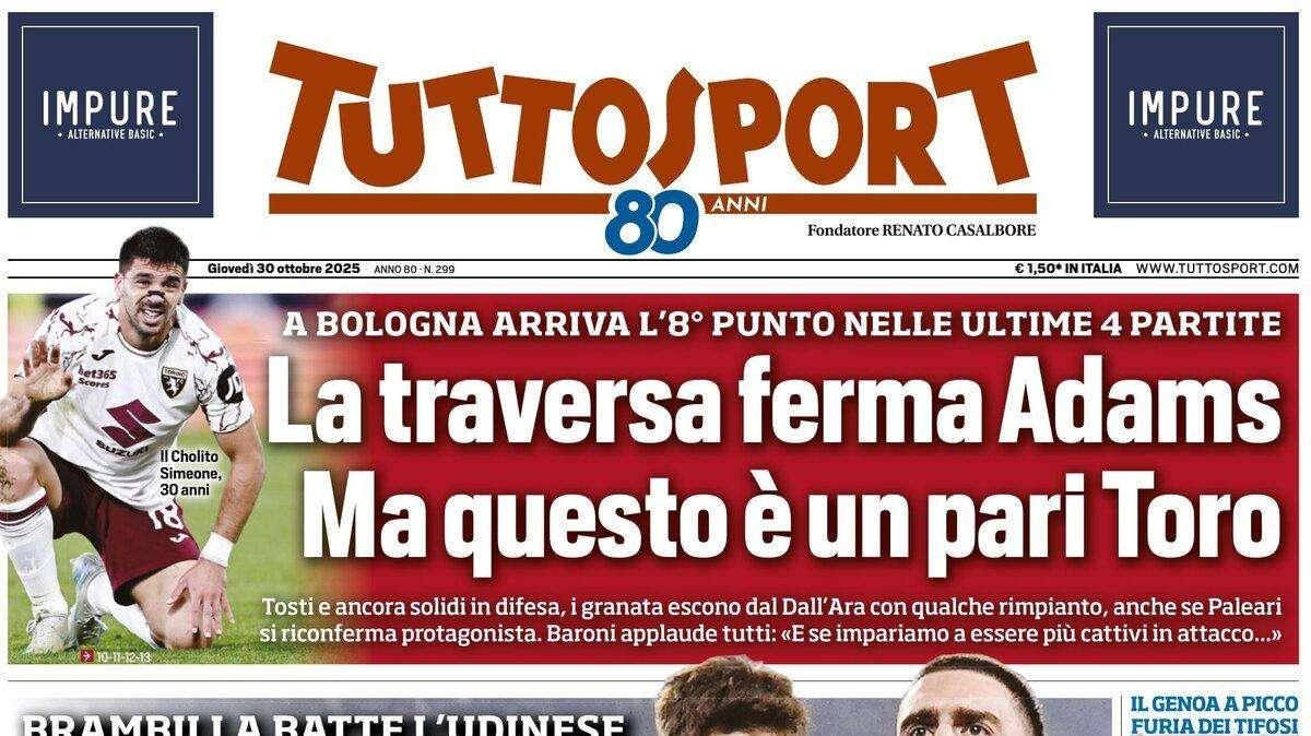"Calha bis più Sucic: Inter su. Juventus rinfrancata", la prima pagina di TuttoSport