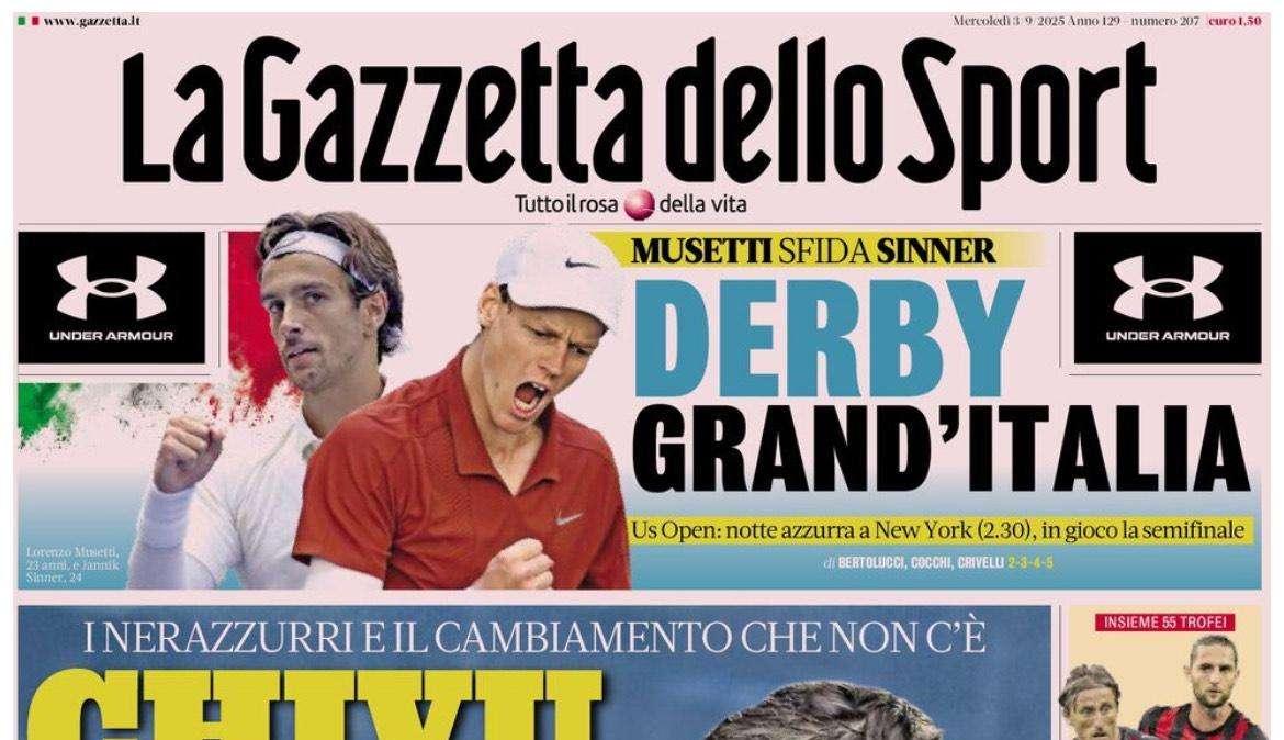 "I nerazzurri e il cambiamento che non c'è. Chivu prenditi l'Inter", la prima pagina de La Gazzetta dello Sport