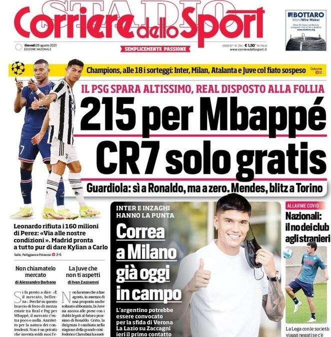 Il CorSport in apertura: "Correa a Milano, già oggi in campo"