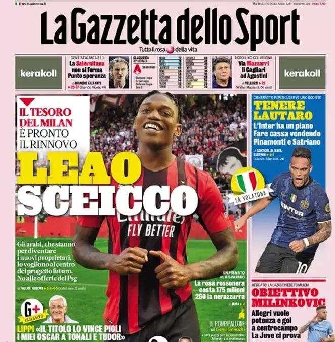 La Gazzetta in apertura svela il piano dell'Inter: "Tenere Lautaro"