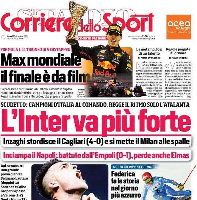 Il Corriere dello Sport in apertura: "L'Inter va più forte"