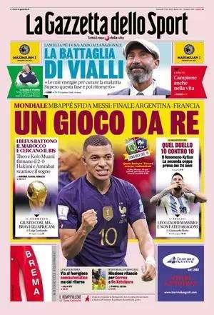 La prima pagina della Gazzetta dello Sport: "Missione rilancio per Correa"
