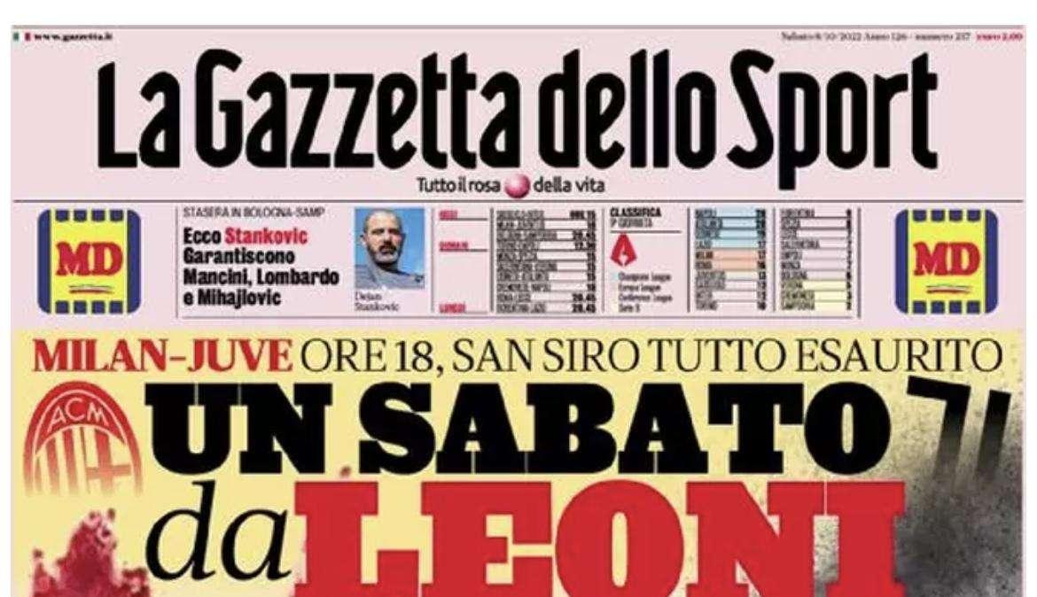 La Gazzetta dello Sport: "Un sabato da leoni. Lautaro, caccia al numero"