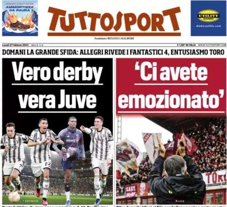 L'apertura di Tuttosport: "Scende il grande freddo: Inzaghi a -18"