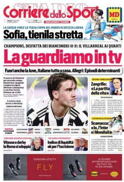 Il Corriere dello Sport apre con le parole di Scamacca: "Io, l'Inter e i Mondiali"