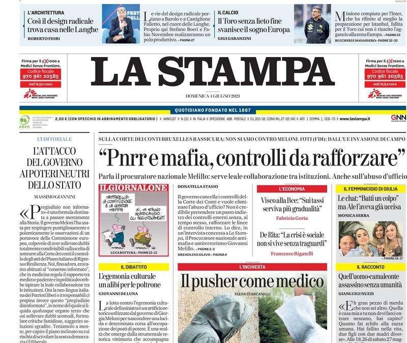 La Stampa titola in apertura: "Il Toro senza lieto fine". Missione compiuta per l'Inter