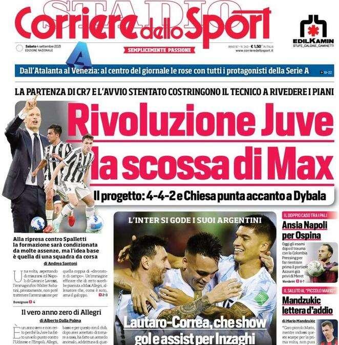 Il Corriere dello Sport in prima pagina: "Lautaro e Correa, che show!"