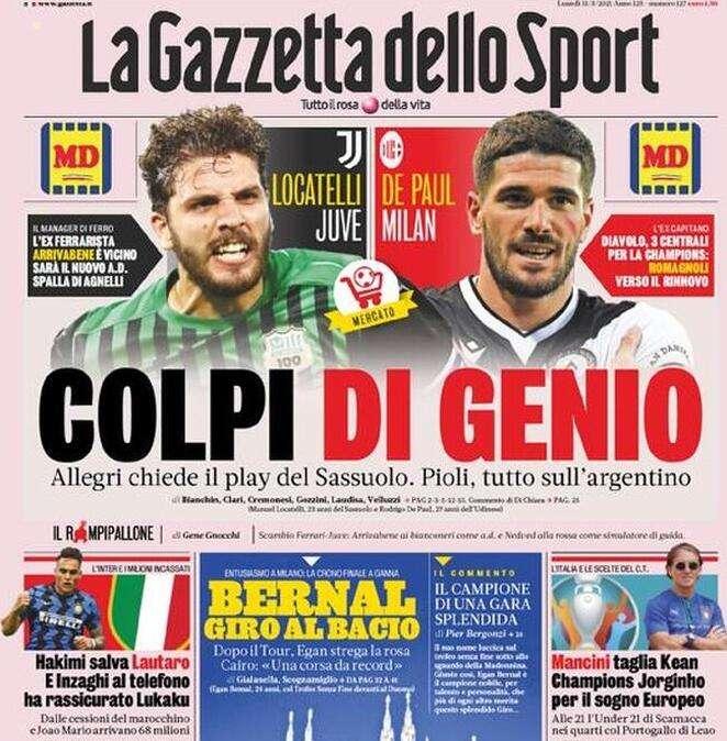 L'apertura de La Gazzetta dello Sport: "Hakimi salva Lautaro"