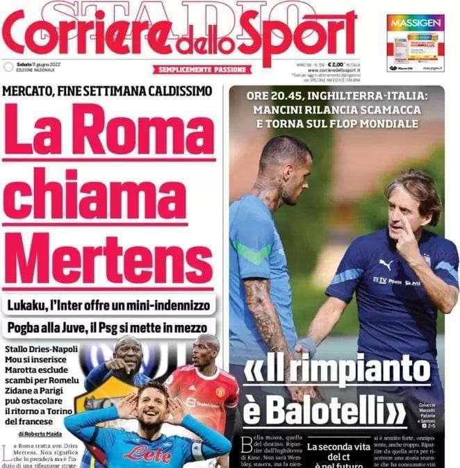 Il Corriere dello Sport in apertura: "Lukaku, l'Inter offre un mini-indennizzo"