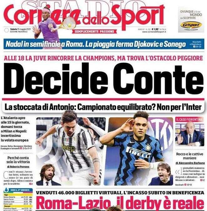 Juve-Inter, l'apertura del Corriere dello Sport: "Decide Conte"