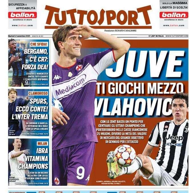 Prima pagina Tuttosport: "Spurs, ecco Conte! L'Inter trema"