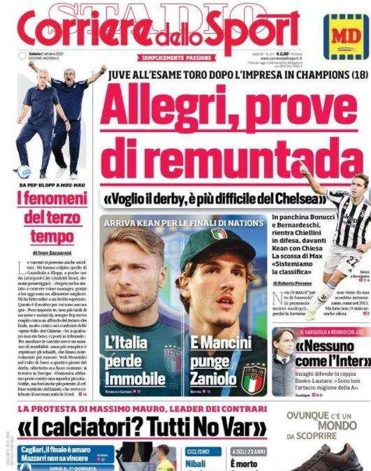Il Corriere dello Sport in prima pagina, Inzaghi: "Nessuno come l'Inter"