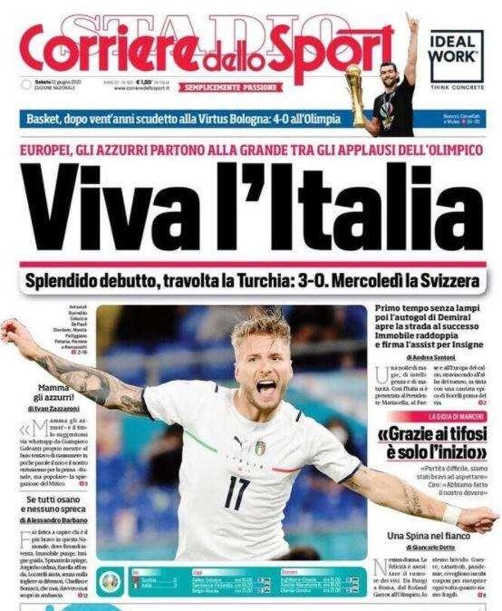 L'apertura del Corriere dello Sport: "Viva l'Italia"