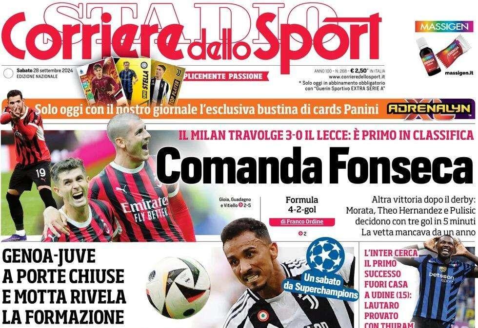 "Inzaghi, voglia di blitz": la prima pagina dell'edizione odierna del Corriere dello Sport